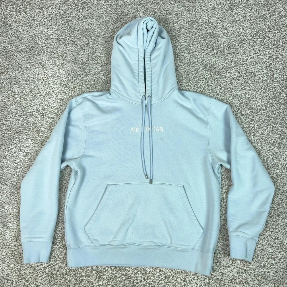Jordan Hoodie Mens Large Blue Pullover Sweatshirt Air Jordan Logo Athletic Heavy